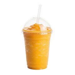 A refreshing chilled beverage with a straw in a clear plastic cup perfect for a hot day isolated on transparent background