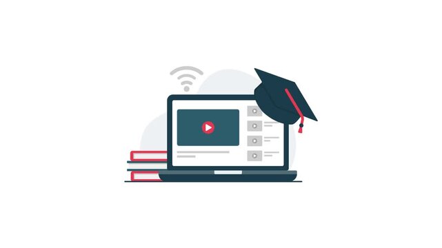 4k Online Education and E-Learning Concept Animation Video