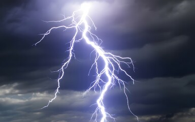 Lightning Strike Night Storm Power Cloudscape Electric Weather Dark Dramatic Sky