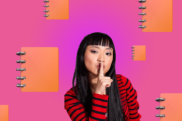 3d image zine art pop trend collage of happy girl guy stand bubble correspondence cv icon webpage chat dialogue conversation