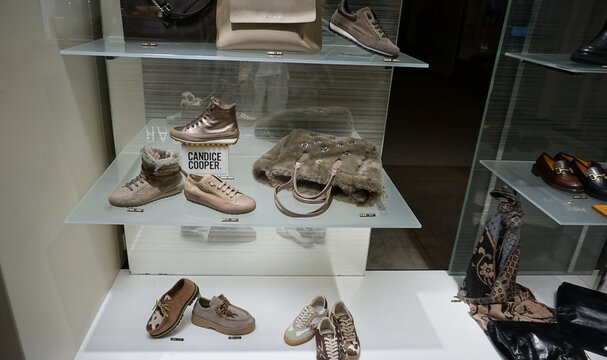 Sanremo, Italy - September 28, 2025: Candice Cooper shoes on the shop.