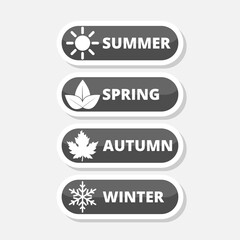 Seasons Set Colorful Icons, summer, winter, spring and autumn sticker isolated on gray background
