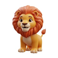 Majestic lion cartoon standing 3D render