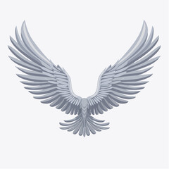 Obraz premium Stylized silver eagle with outstretched wings vector illustration