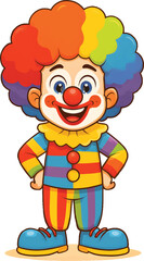 Joyful Circus Clown in Patchwork Costume