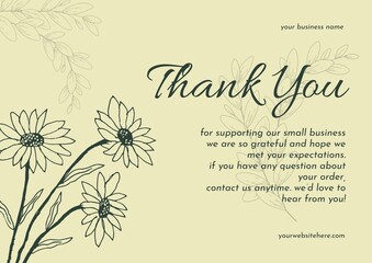 Greeting card template design, thank you card with floral background, thank you card. day 183