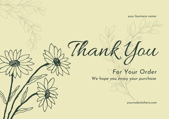 Greeting card template design, thank you card with floral background, thank you card. day 182