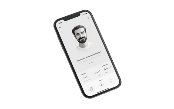 Phone screen mockup displaying Movember app interface promoting men's health awareness and mustache movement isolated on white background PNG