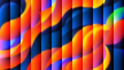 Fototapeta premium Vibrant fluid gradient waves blending orange, blue, and magenta tones in a smooth abstract motion design