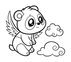 Adorable Panda Angel Sticker With Tiny White Wings And Glow