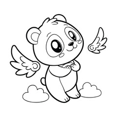 Cute Panda Angel Sticker With Tiny White Wings And Glow