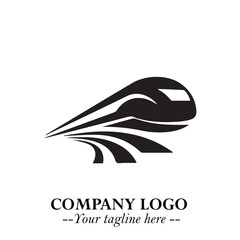 Train Moving Fast Logo Symbol in Black on the White Background with Modern Transport Design