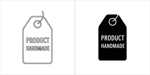 Product handmade tag icon in outline and solid black on
