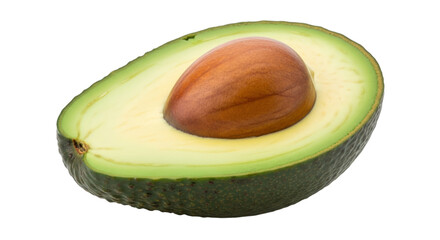 Fresh avocado half with seed isolated healthy food concept on transparent background