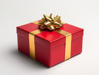 Obraz premium Caja de regalo roja con lazo dorado