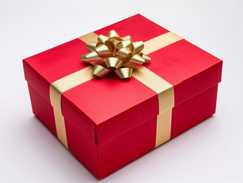 Caja de regalo roja con lazo dorado