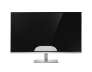 Smart Monitor Front View with Reflection — Technology and Productivity Theme.