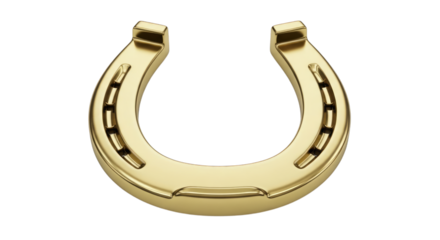 Find your luck with a golden horseshoe for good fortune charm on transparent background