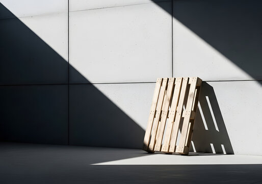 Wooden pallet on floor with light and shadow pattern simple minimalism