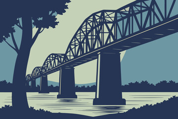 Fototapeta premium Bridge at twilight over Mississippi River in Memphis Tennessee