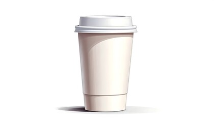 Minimalist White Coffee Cup on White Background.