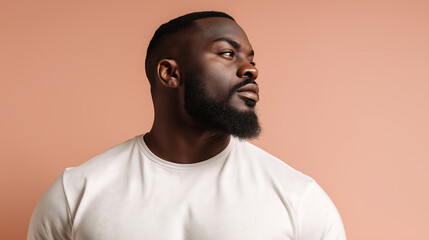 Obraz premium Portrait of handsome african american man with beard looking sideways