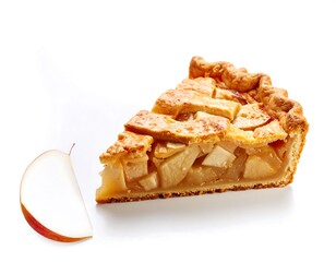 Delicious Slice of Apple Pie with Fresh Apple.