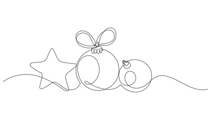 merry christmas decoration,continues one single line hand drawing sketch. for design template winter holiday banner, card, invitation. Editable stroke