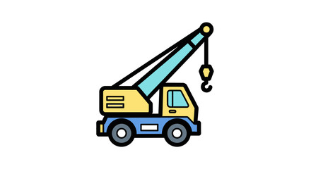 Simple Line Art Style Crane Truck Heavy Equipment Construction Icon