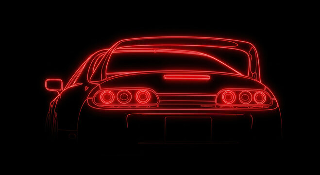 Red Neon Supra Glowing Red Neon Outline of a Legendary 90s Japanese Sports Car
