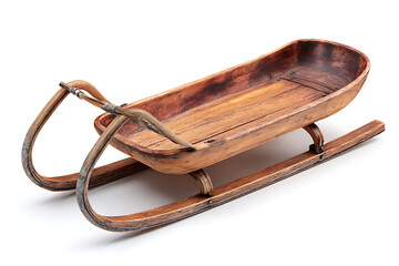 Rustic wooden sled evokes nostalgic winter memories, perfect for holiday decorations or vintage-themed designs, bringing classic charm and cozy seasonal vibes