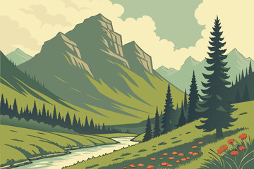 Fototapeta premium Mountain valley in Banff National Park Canada