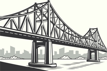 Obraz premium Large steel bridge over the Mississippi River in St. Louis, Missouri.