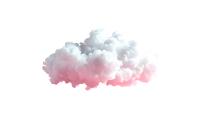 Soft, fluffy, realistic-looking cloud with pinkish hues, isolated against a black background