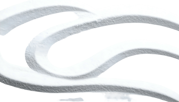 Abstract white looping forms against a dark backdrop, creating a sense of movement