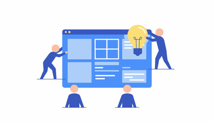 Collaborative Team Working on User Interface (UI) Design, Web Development, and Idea Generation