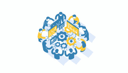 Isometric Team Collaboration: Strategic Data Analysis, Business Intelligence, and Process Optimization.