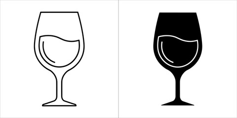Wine glass icon in black and white