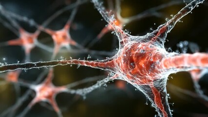 Closeup 3d render of interconnected neurons, highlighting the intricate structure of nerve cells and synapses - Powered by Adobe