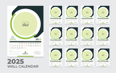 Editable 2026 Wall Calendar Template | 12 Month Minimal Design