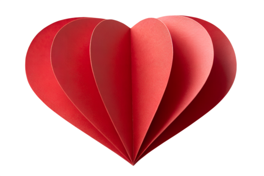 A beautifully crafted red paper heart, a symbol of love and affection, perfect for expressing feelings and celebrating special occasions
