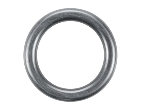 metal steel ring circular loop with smooth polished finish on isolated background