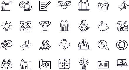 Construction Trade Professional Icon Set: Technical Line Art Tools and Equipment for Blueprint Marking and Contractor Service Branding
