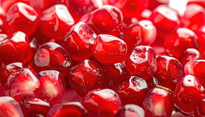 Vibrant Red Pomegranate Seeds Closeup Detailed Texture Macro Shot Natural Lighting Healthy Food Ingredient