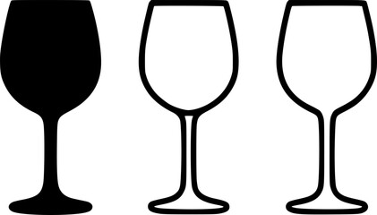 Set of wine glass silhouette sign, symbol, vector, art