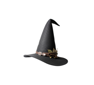 Dark Grey Sorcerer Hat Isolated Transparent Background Leather Strap Buckle Detail