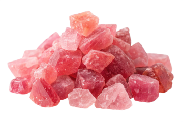 Pile of coarse, pinkish red crystals 