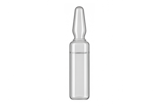 Glass medical ampoule for vaccine and medication on transparent background