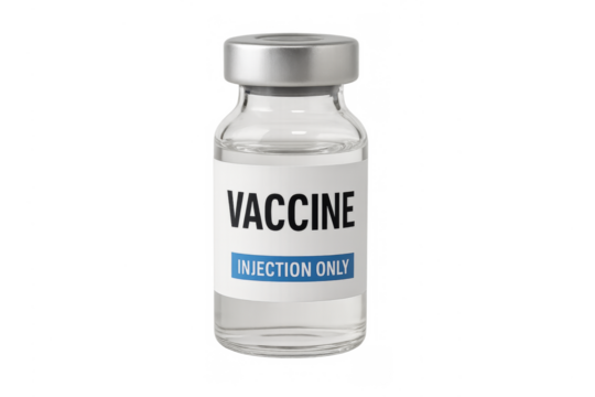 Vaccine vial for injection on transparent background - Powered by Adobe