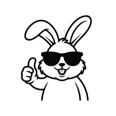 Cool cartoon bunny wearing sunglasses giving a thumbs up